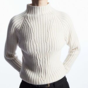 COS EUR XS RIBBED PURE 100% CASHMERE TURTLENECK